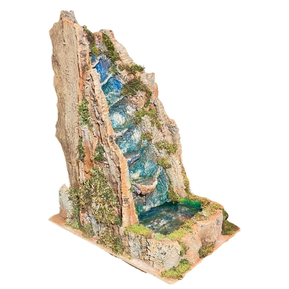 Cork waterfall with pond for 30–40 cm Nativity figures