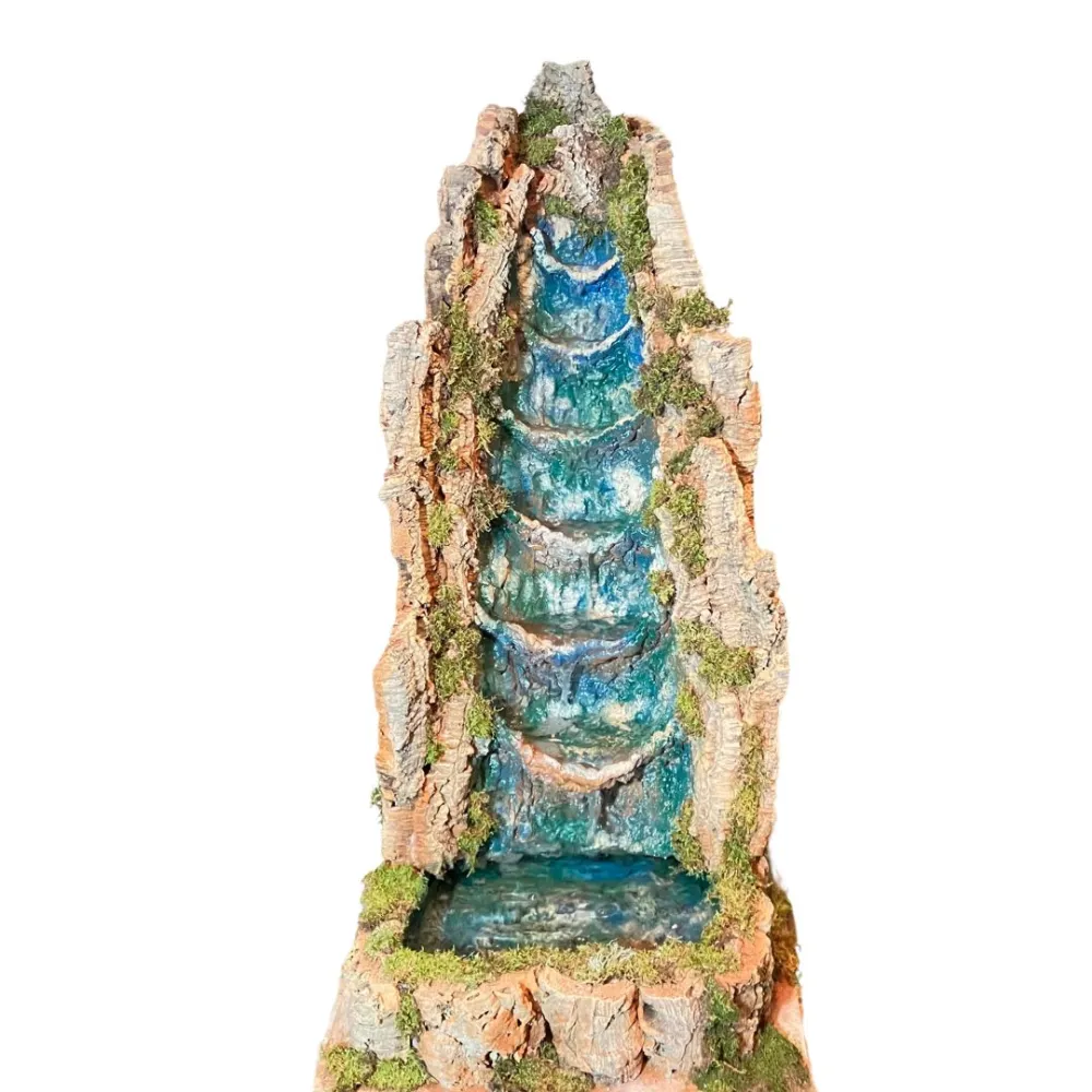 Cork waterfall with pond for 30–40 cm Nativity figures