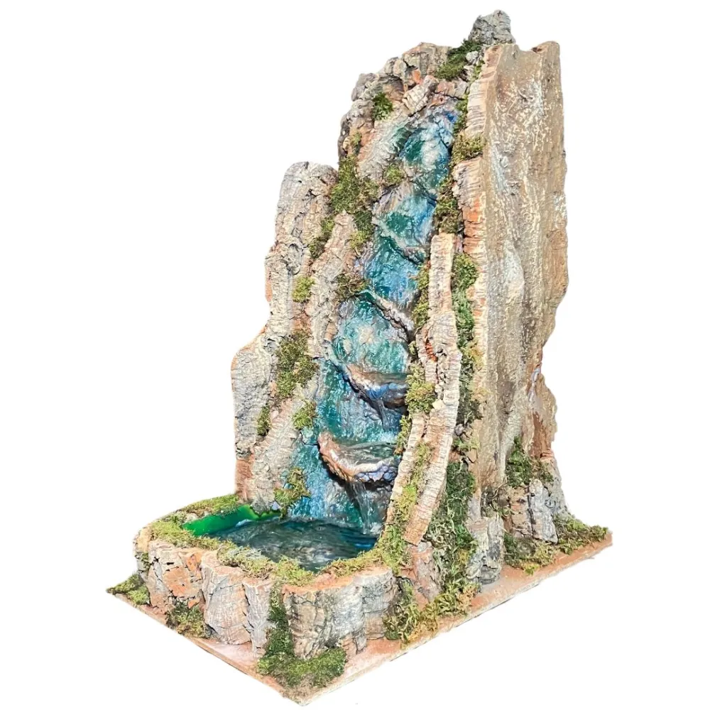 Cork waterfall with pond for 30–40 cm Nativity figures
