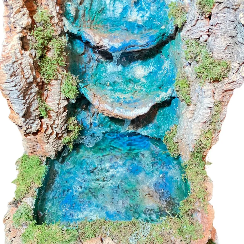 Cork waterfall with pond for 30–40 cm Nativity figures