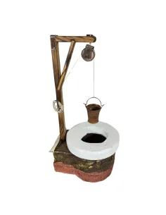 Pozzo con secchio arrugginito e carrucola per statue da 30 cm