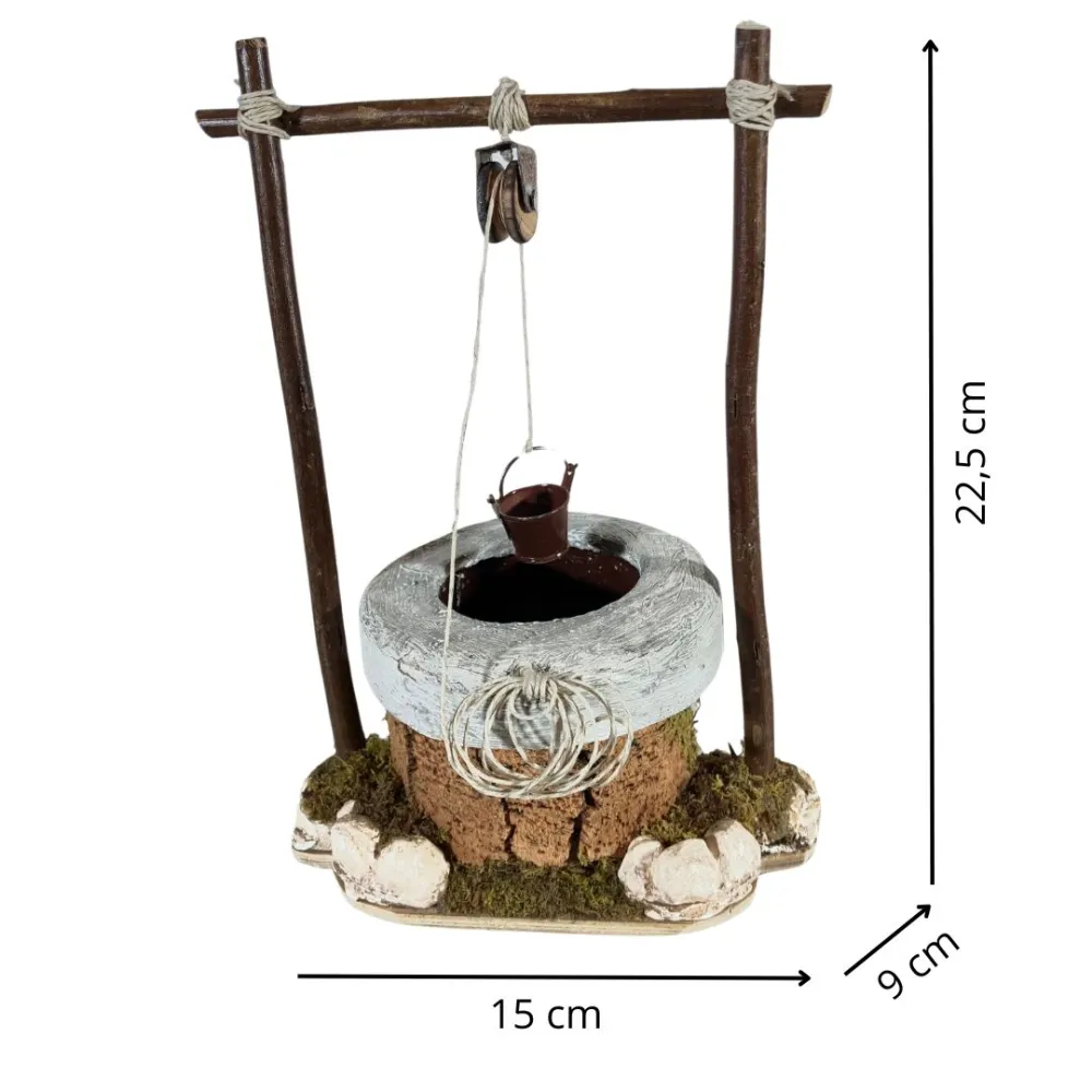 Plaster Well with Bucket and Pulley for 15 cm Nativity Figures