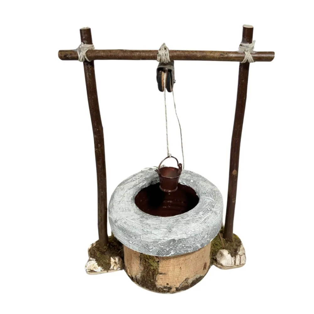 Plaster Well with Bucket and Pulley for 15 cm Nativity Figures