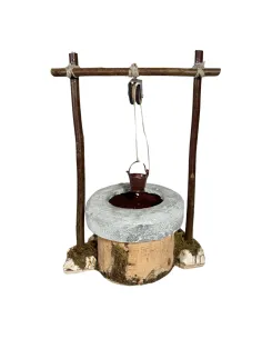 Pozzo in gesso con secchio e carrucola per statue da 15 cm