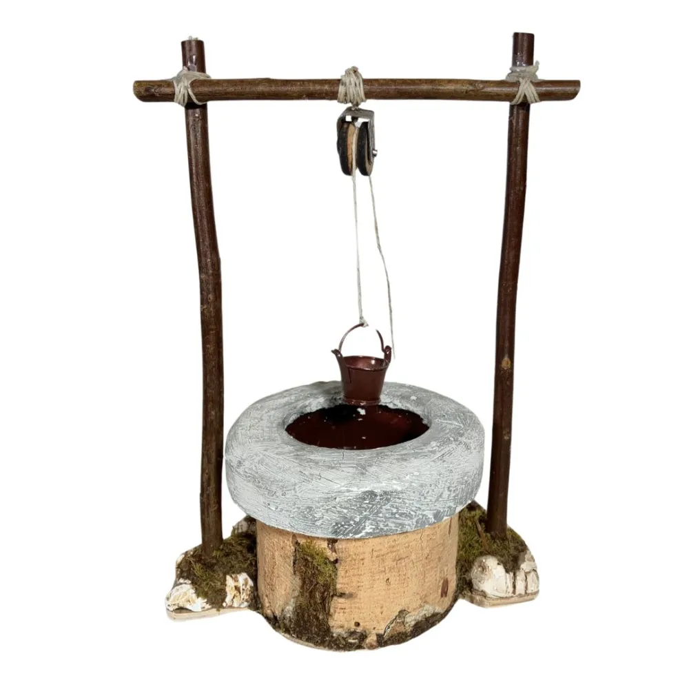 Plaster Well with Bucket and Pulley for 15 cm Nativity Figures