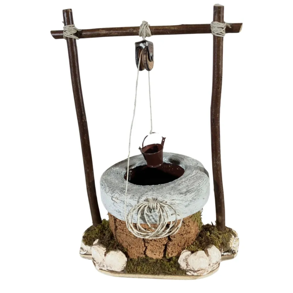 Plaster Well with Bucket and Pulley for 15 cm Nativity Figures