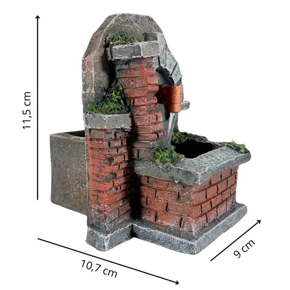 Faux Brick Resin Fountain for 8–10 cm Nativity Figures