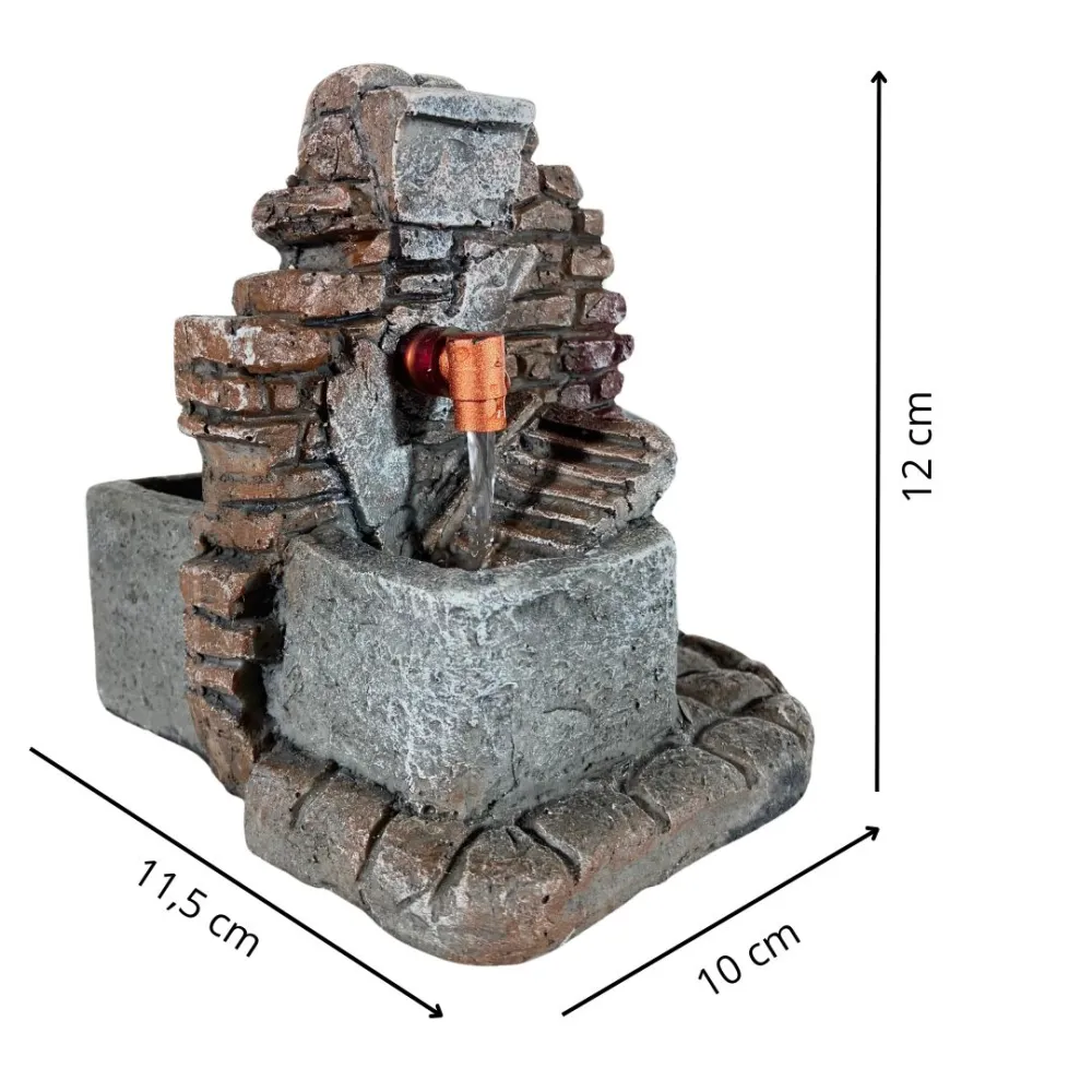 Faux Brick Resin Fountain with Wash Basin for 8–10 cm Nativity Figures