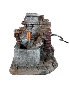 Faux Brick Resin Fountain with Wash Basin for 8–10 cm Nativity Figures