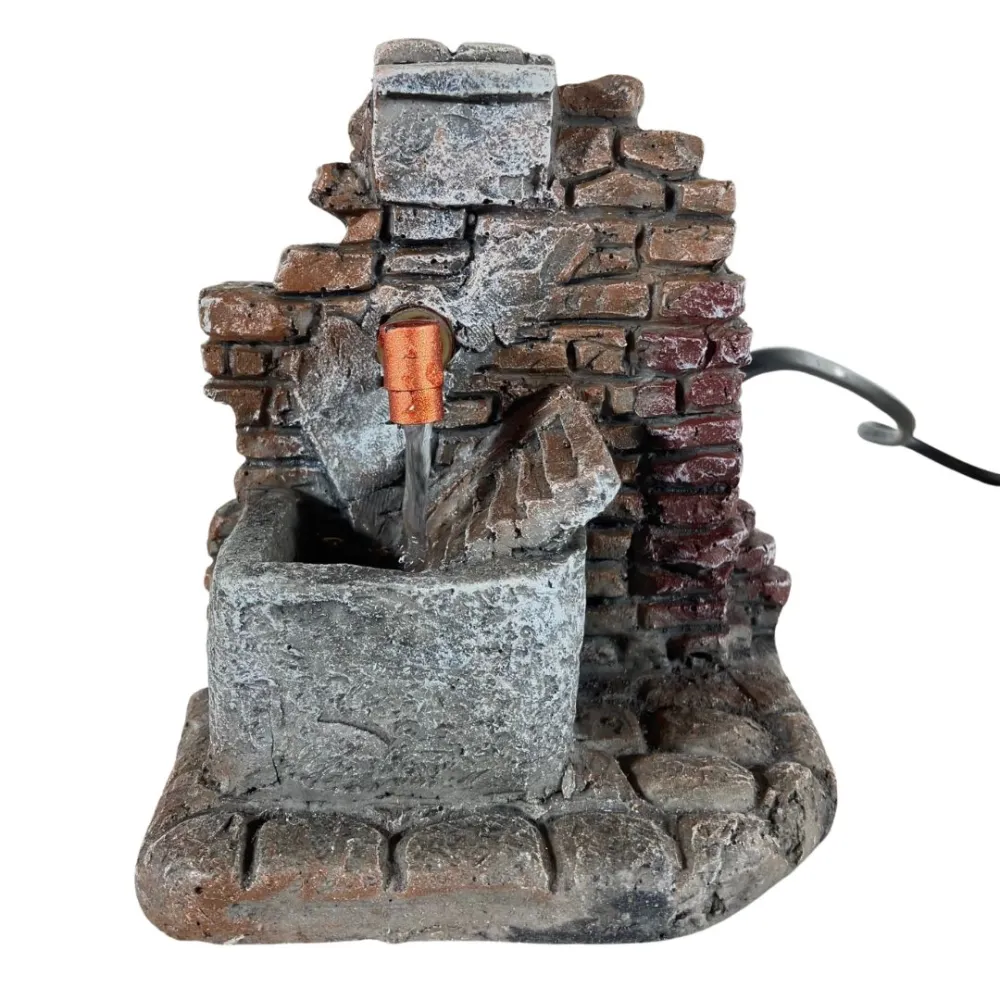 Faux Brick Resin Fountain with Wash Basin for 8–10 cm Nativity Figures