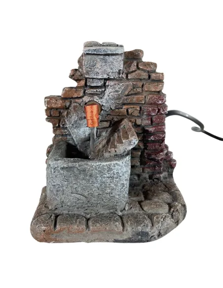 Faux Brick Resin Fountain with Wash Basin for 8–10 cm Nativity Figures