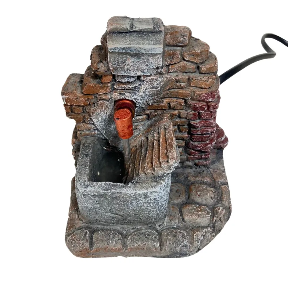 Faux Brick Resin Fountain with Wash Basin for 8–10 cm Nativity Figures