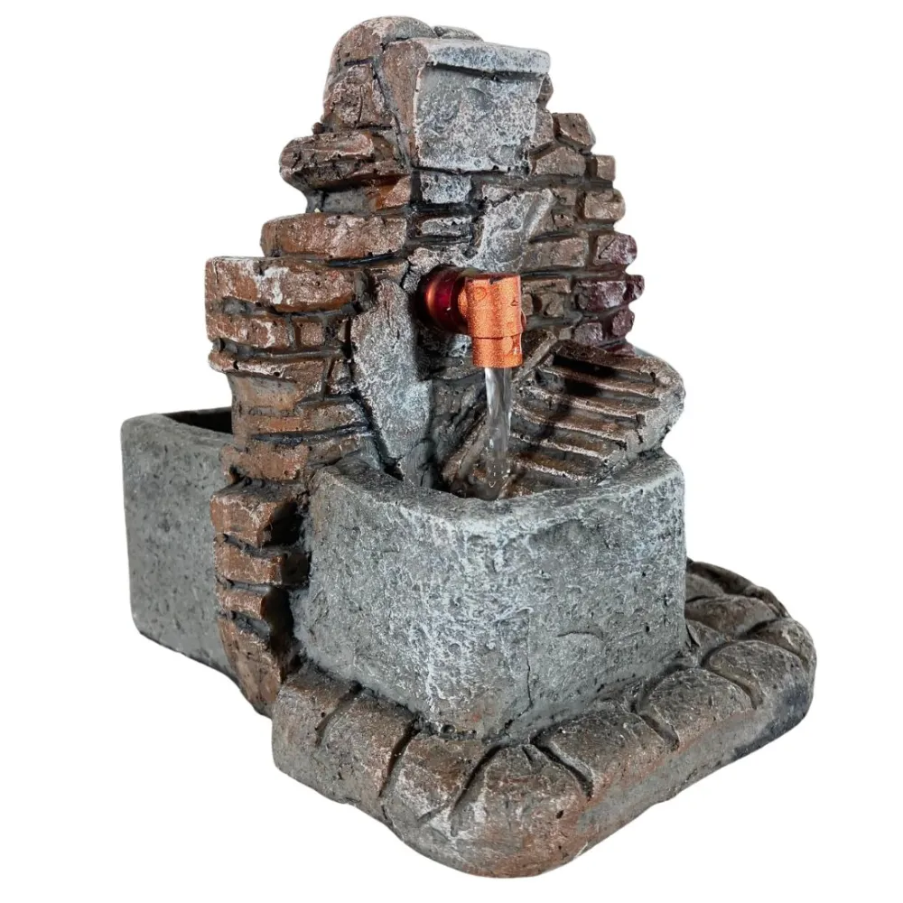 Faux Brick Resin Fountain with Wash Basin for 8–10 cm Nativity Figures