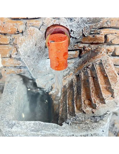 Faux Brick Resin Fountain with Wash Basin for 8–10 cm Nativity Figures