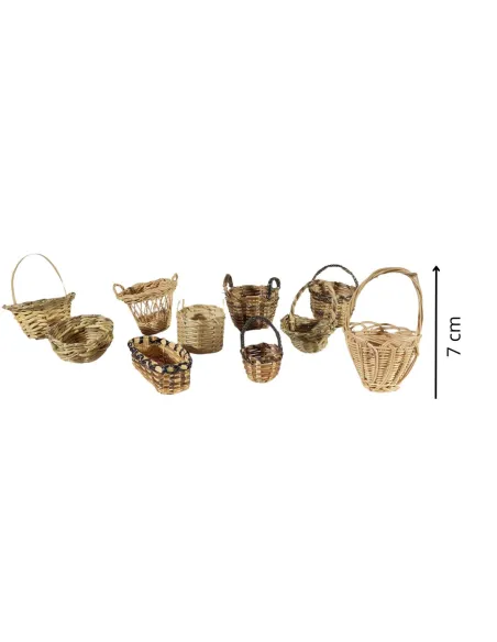 Set of 10 Assorted Woven Baskets for 25–30 cm Nativity Figures