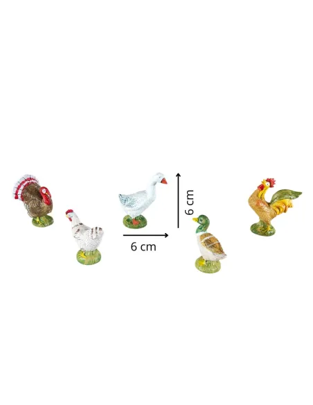Set 5 animali da cortile in pvc per statue da 20 cm