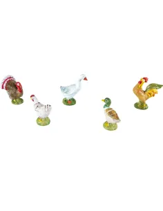 Set 5 animali da cortile in pvc per statue da 20 cm