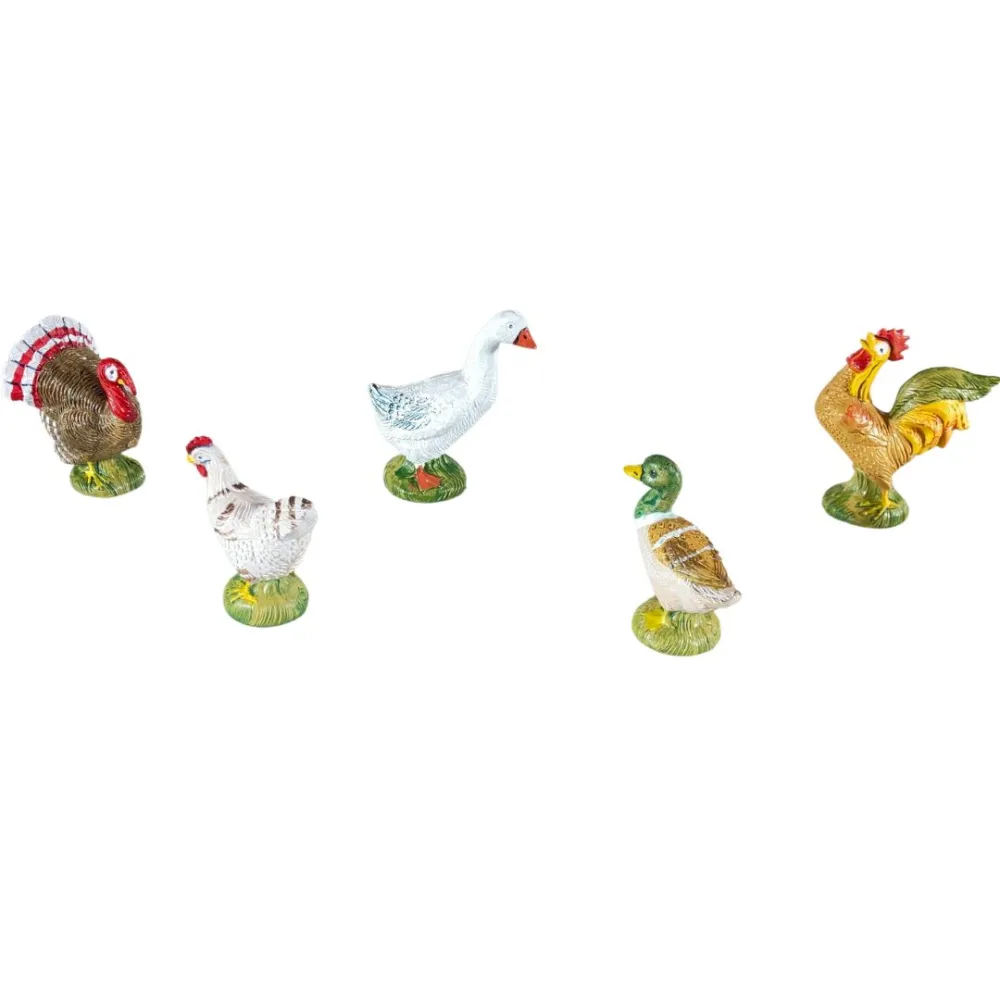Set 5 animali da cortile in pvc per statue da 20 cm