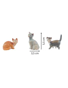 Set 3 gatti in pvc colori e posizioni assortiti per statue da 20 cm 2