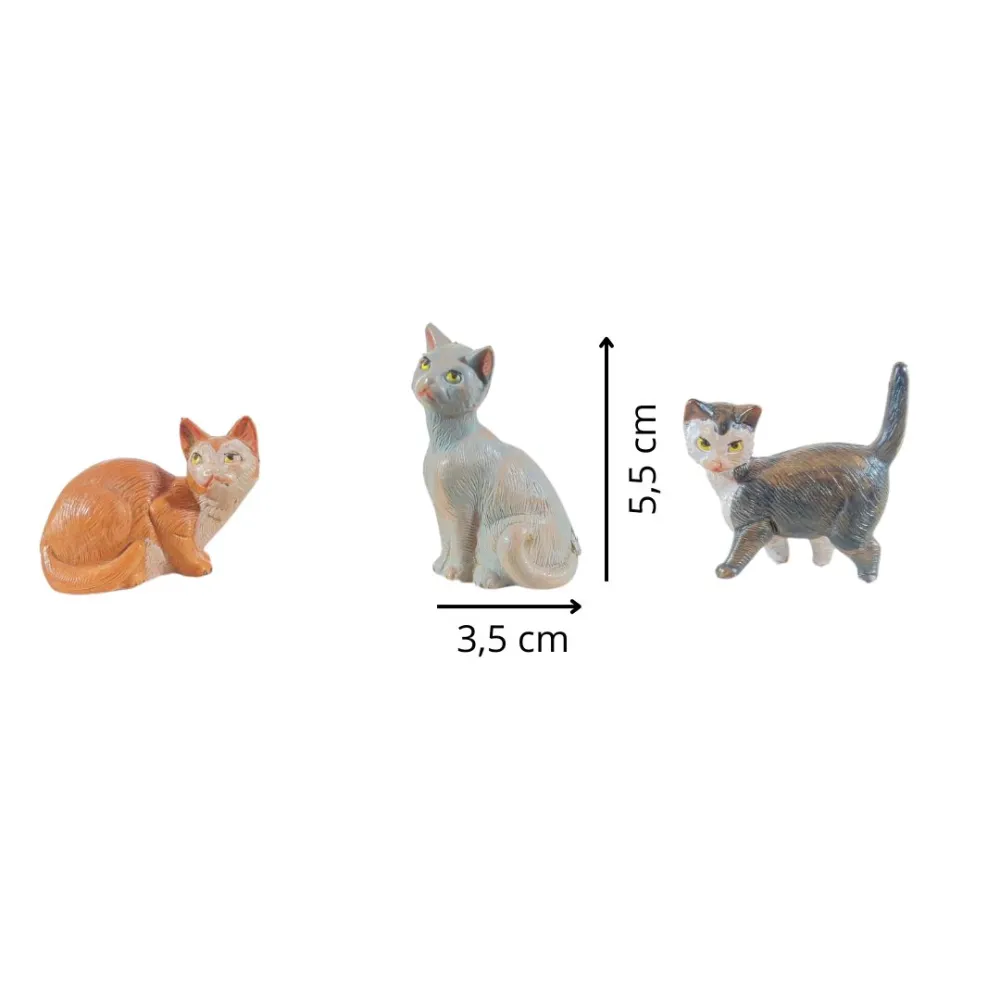 Set of Three Assorted PVC Cats for 20 cm Nativity Figures