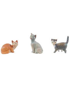 Set 3 gatti in pvc colori e posizioni assortiti per statue da 20 cm