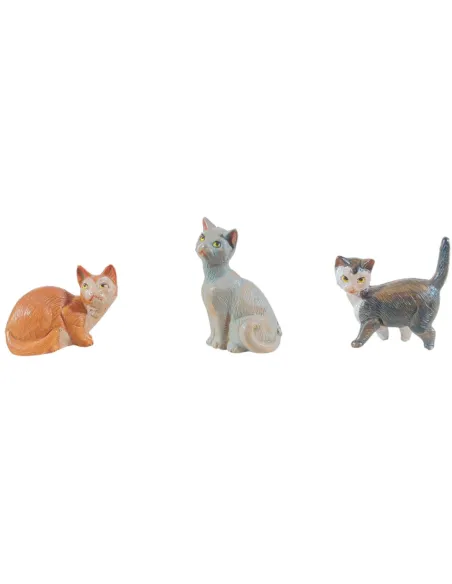 Set 3 gatti in pvc colori e posizioni assortiti per statue da 20 cm