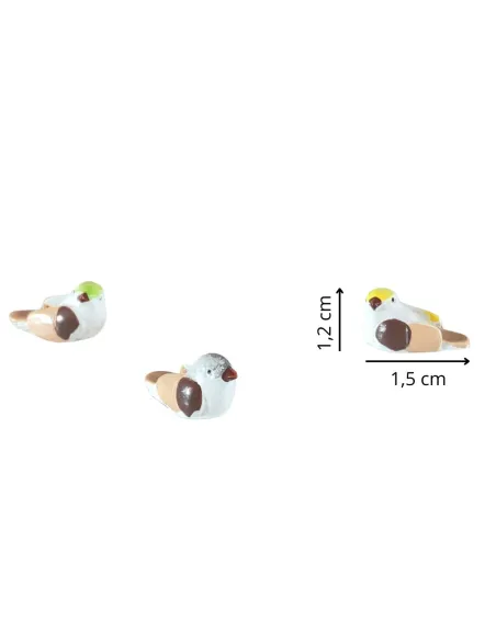 Set 3 uccellini colori assortiti per statue da 15-20 cm
