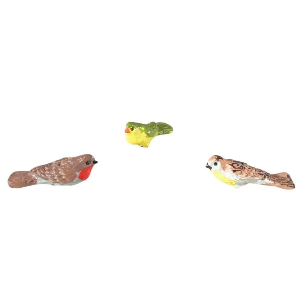 Set 3 uccellini dai colori assortiti per statue da 15-20 cm