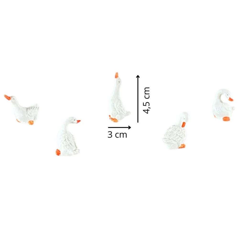 Set of Six Resin Geese for 12–15 cm Nativity Figures