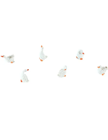 Set of Six Resin Geese for 12–15 cm Nativity Figures