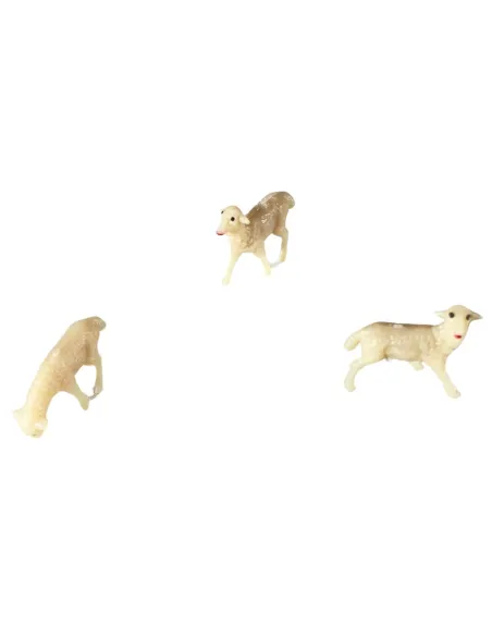 Set of Three PVC Sheep for 3–4 cm Nativity Figures