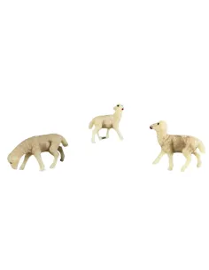 Set of Three PVC Sheep for 3–4 cm Nativity Figures