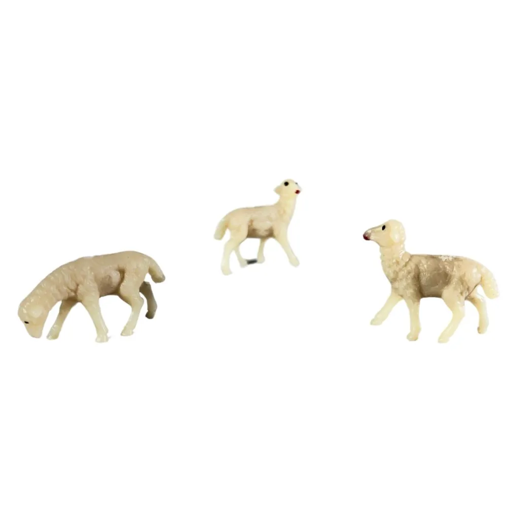 Set of Three PVC Sheep for 3–4 cm Nativity Figures