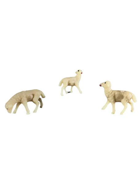 Set of Three PVC Sheep for 3–4 cm Nativity Figures