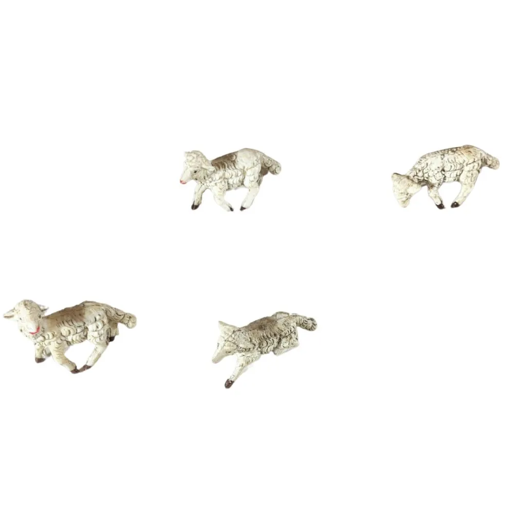 Set of Four PVC Sheep for 7–8 cm Nativity Figures