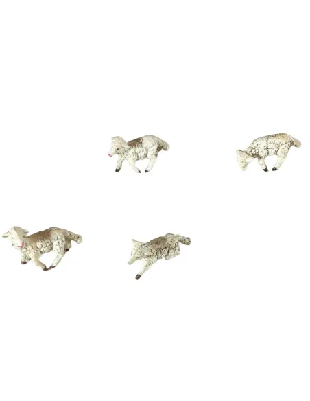 Set of Four PVC Sheep for 7–8 cm Nativity Figures