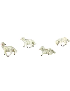 Set of Four PVC Sheep for 7–8 cm Nativity Figures