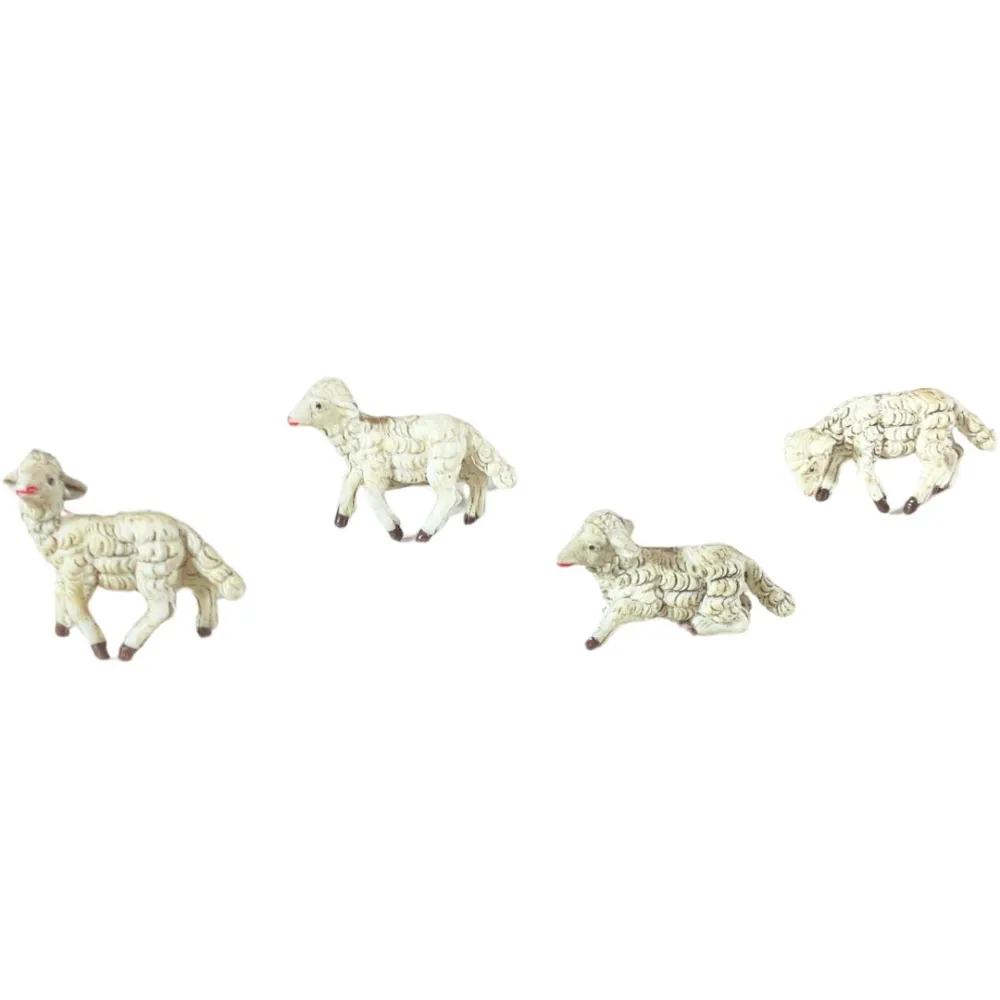 Set of Four PVC Sheep for 7–8 cm Nativity Figures
