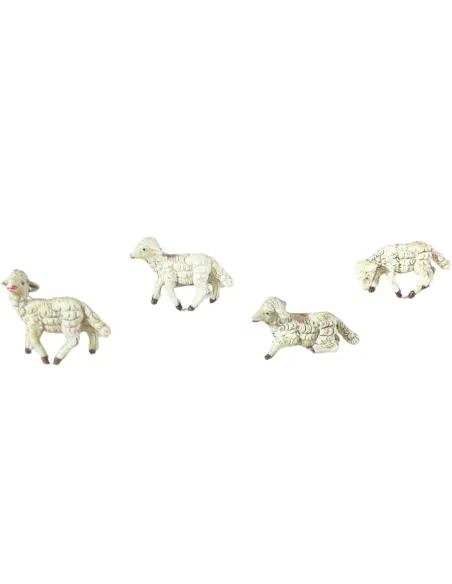 Set of Four PVC Sheep for 7–8 cm Nativity Figures