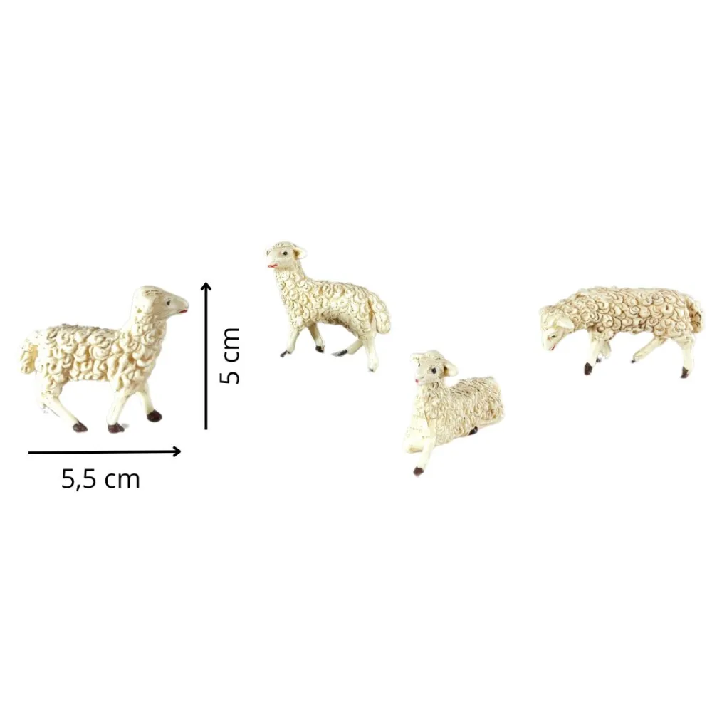 Set of Four PVC Sheep for 10 cm Nativity Figures