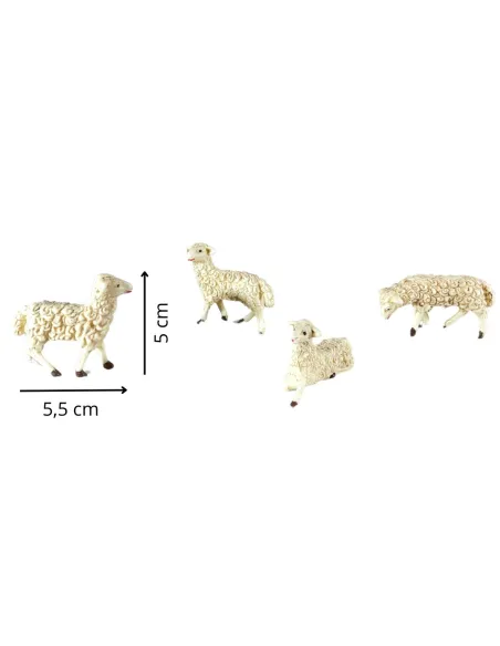 Set of Four PVC Sheep for 10 cm Nativity Figures