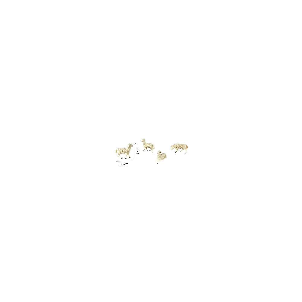 Set of Four PVC Sheep for 12 cm Nativity Figures