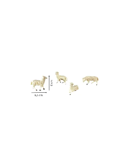 Set of Four PVC Sheep for 12 cm Nativity Figures