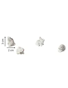 Set 4 conigli bianchi in resina per statue da 20-30 cm 2