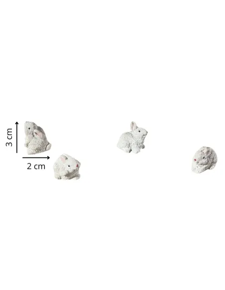 Set of Four White Resin Rabbits for 20–30 cm Nativity Figures