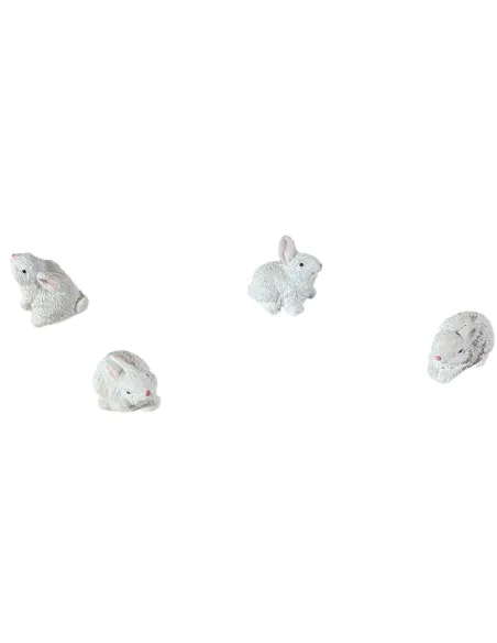 Set of Four White Resin Rabbits for 20–30 cm Nativity Figures