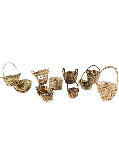 Set of 10 Assorted Woven Baskets for 25–30 cm Nativity Figures