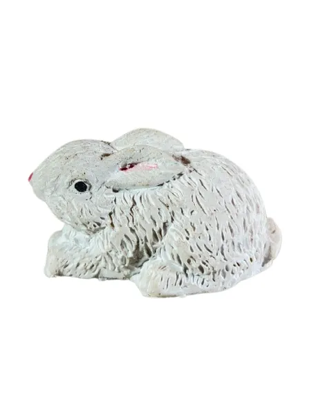 Set of Four White Resin Rabbits for 20–30 cm Nativity Figures