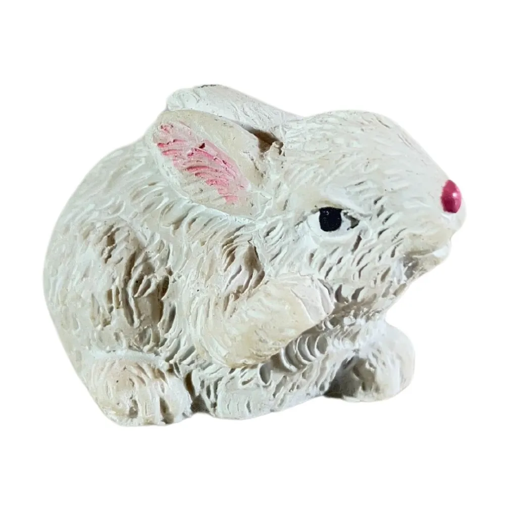 Set of Four White Resin Rabbits for 20–30 cm Nativity Figures