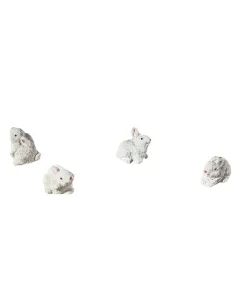 Set of Four White Resin Rabbits for 20–30 cm Nativity Figures